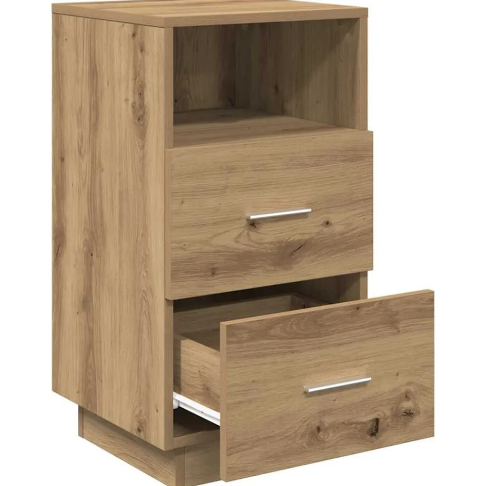 vidaXL Mesilla de noche con 2 cajones roble artesano 36x36x68 cm Roble artisan Best