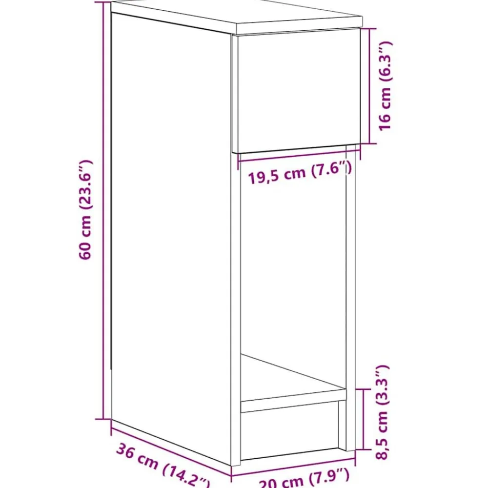 vidaXL Mesilla de noche con cajón blanca 20x36x60 cm Blanco New