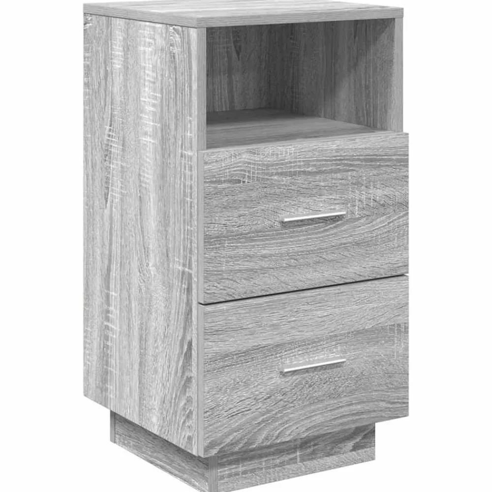 vidaXL Mesilla de noche con 2 cajones 36x36x68 cm Gris sonoma Online