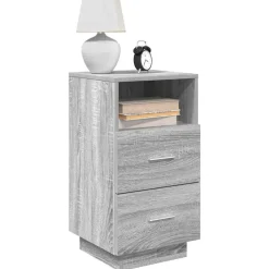 vidaXL Mesilla de noche con 2 cajones 36x36x68 cm Gris sonoma Online