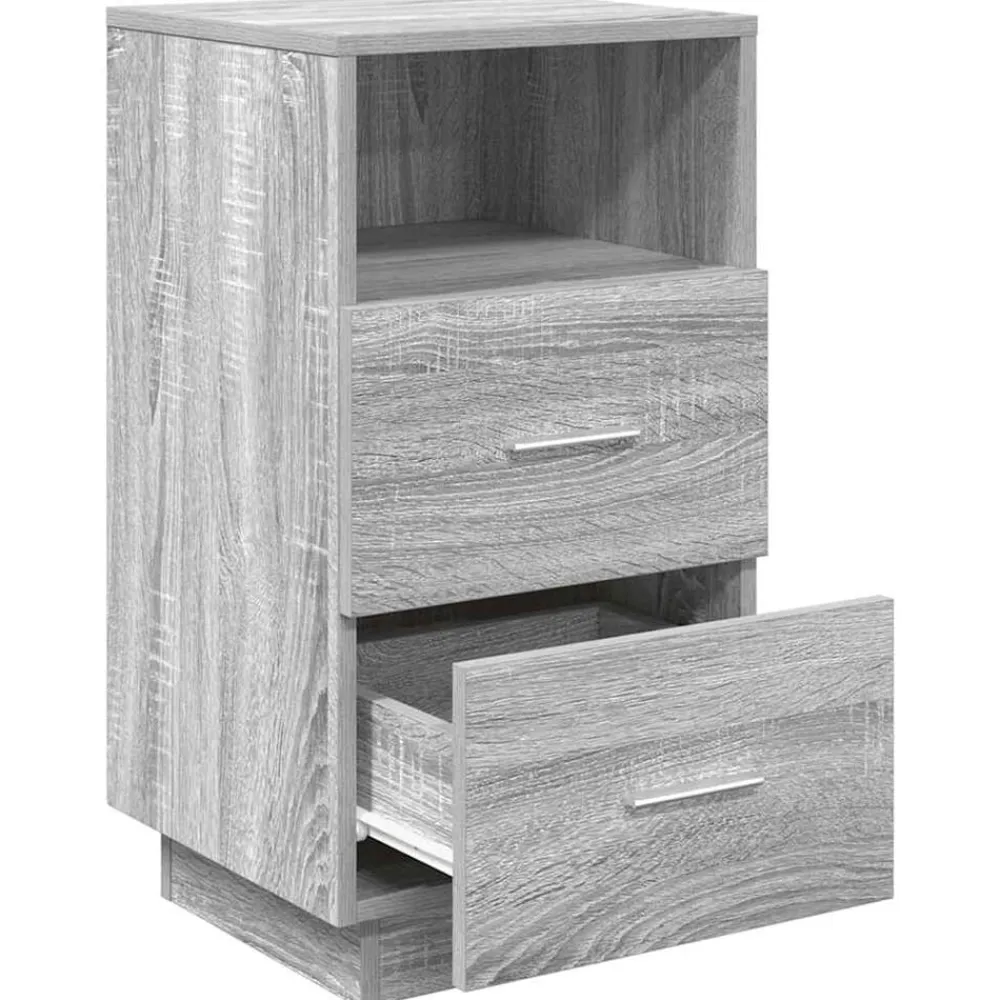 vidaXL Mesilla de noche con 2 cajones 36x36x68 cm Gris sonoma Online