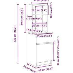 vidaXL Mesilla de noche de madera de ingeniería blanca 39x35x125 cm Blanco Best