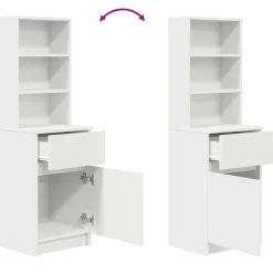 vidaXL Mesilla de noche de madera de ingeniería blanca 39x35x125 cm Blanco Best