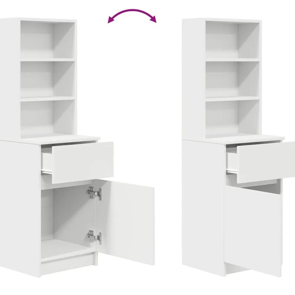 vidaXL Mesilla de noche de madera de ingeniería blanca 39x35x125 cm Blanco Best