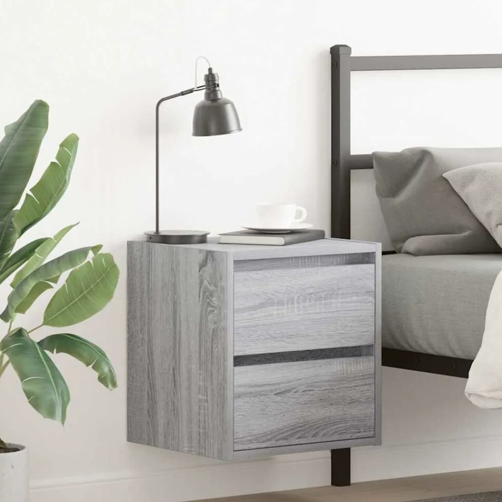 vidaXL Mesilla de noche de pared 38x34x40 cm Gris sonoma Best