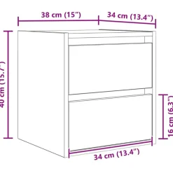 vidaXL Mesilla de noche de pared 38x34x40 cm Gris sonoma Best