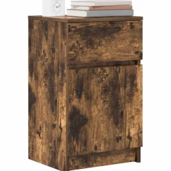 vidaXL Mesilla de noche 39x35x65 cm madera de ingeniería Roble ahumado Online