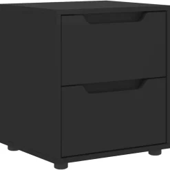 vidaXL Mesilla de noche VISNES negra 45x40x50 cm madera de ingeniería Negro Clearance