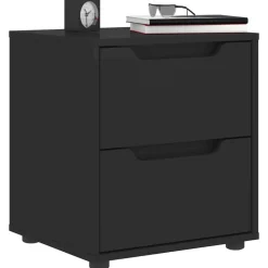 vidaXL Mesilla de noche VISNES negra 45x40x50 cm madera de ingeniería Negro Clearance