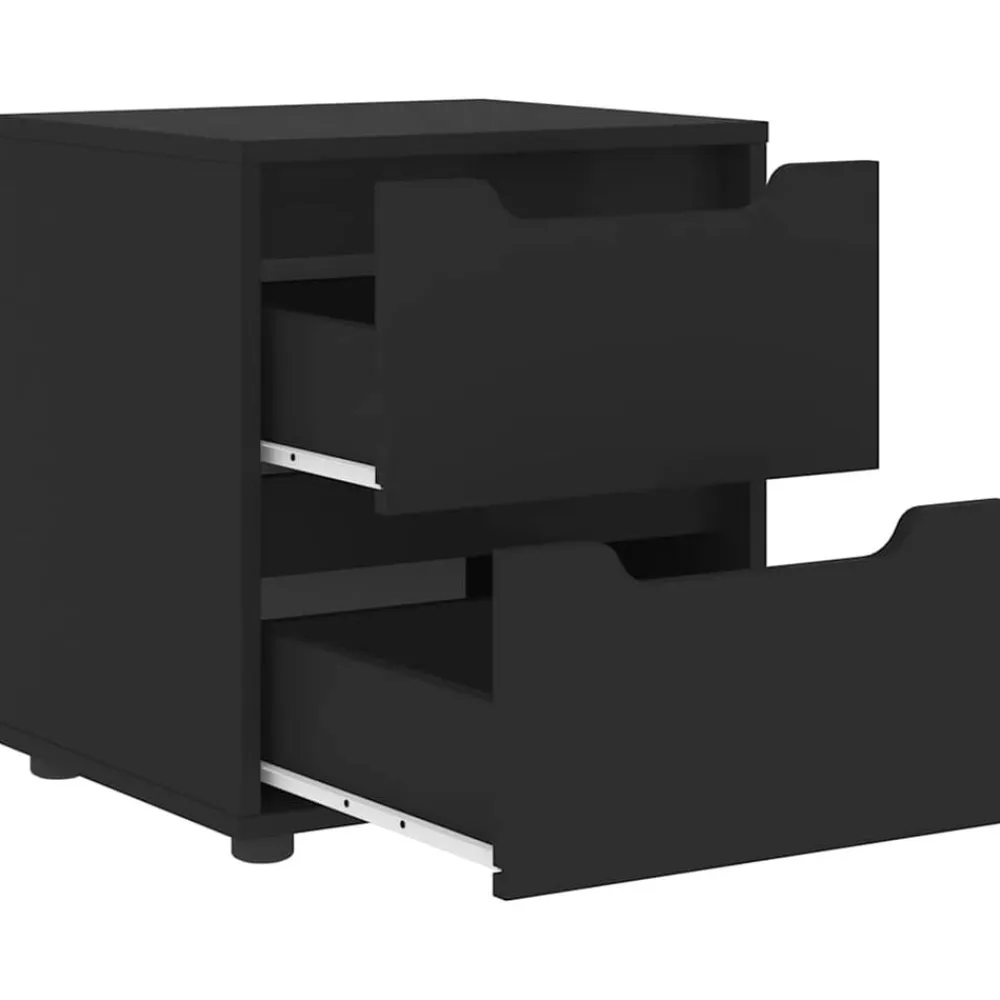 vidaXL Mesilla de noche VISNES negra 45x40x50 cm madera de ingeniería Negro Clearance