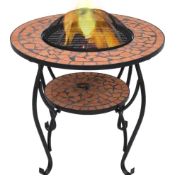 vidaXL Chimeneas-Mesita con brasero de mosaico cerámica 68 cm