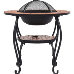 vidaXL Chimeneas-Mesita con brasero de mosaico cerámica 68 cm
