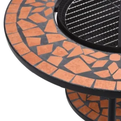 vidaXL Chimeneas-Mesita con brasero de mosaico cerámica 68 cm