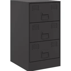 vidaXL Mesita de noche acero negra 34,5x39x62 cm Negro Discount