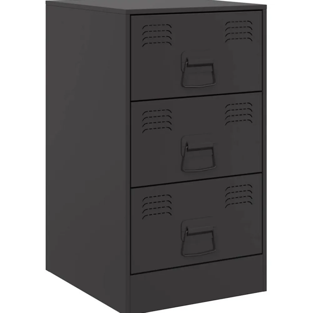 vidaXL Mesita de noche acero negra 34,5x39x62 cm Negro Discount