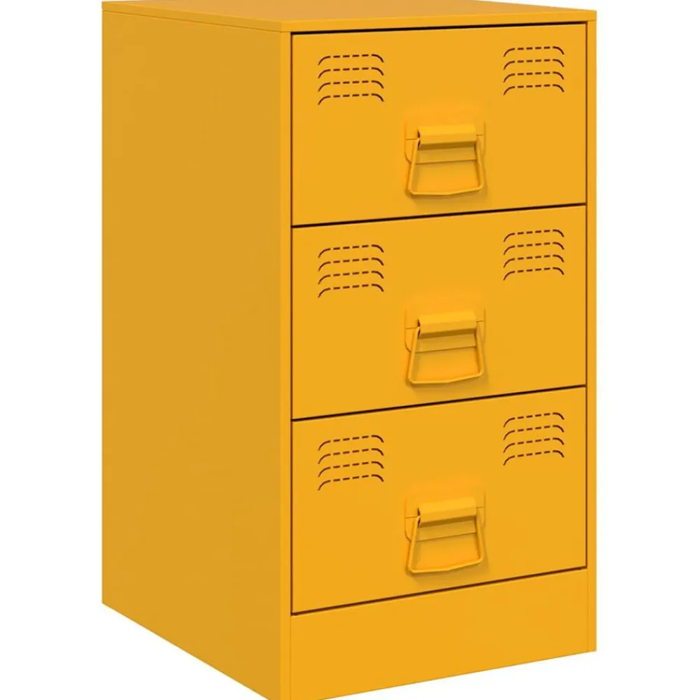 vidaXL Mesita de noche acero 34,5x39x62 cm Amarillo mostaza Sale