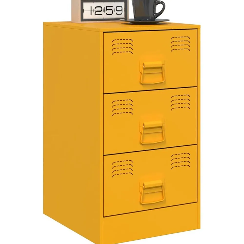 vidaXL Mesita de noche acero 34,5x39x62 cm Amarillo mostaza Sale