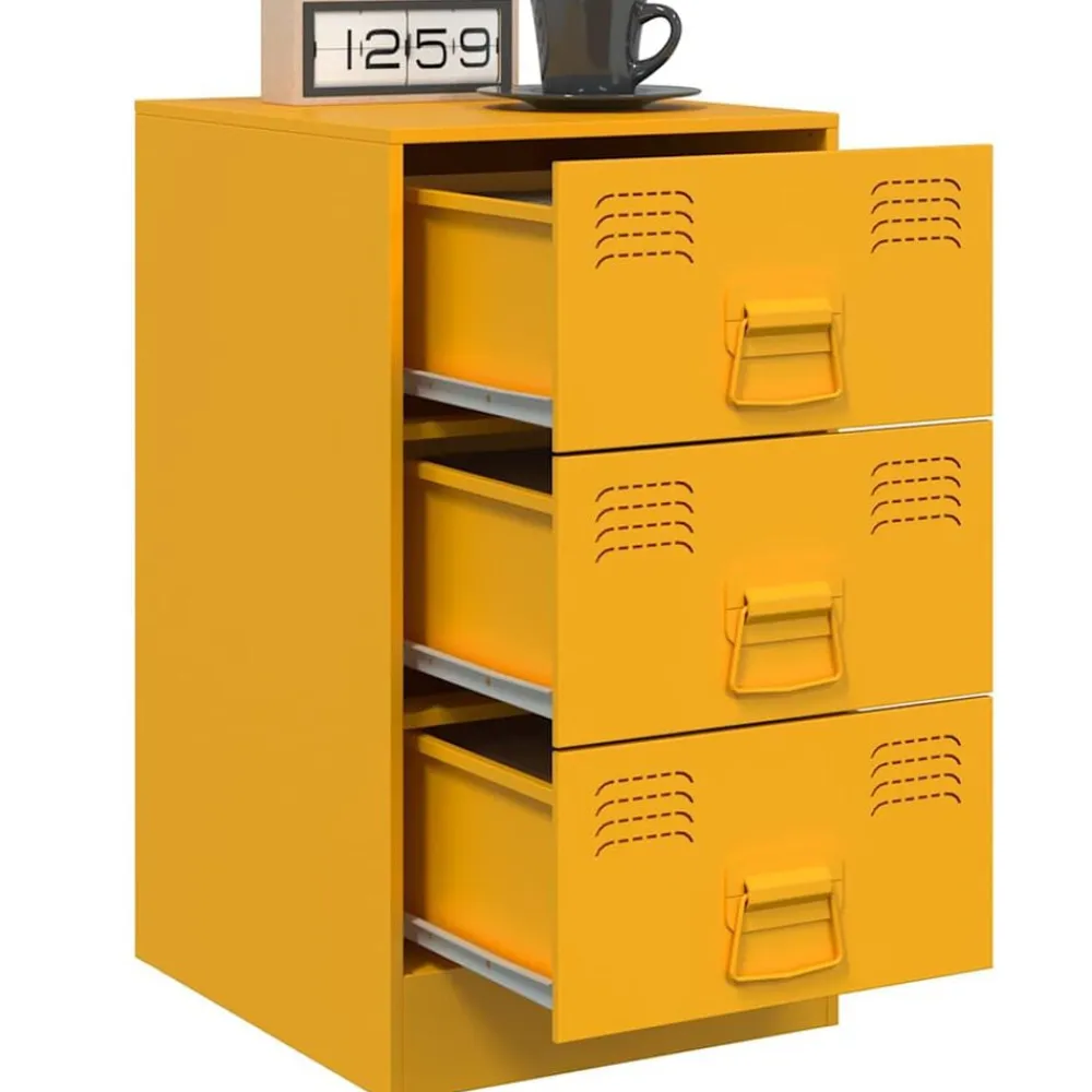 vidaXL Mesita de noche acero 34,5x39x62 cm Amarillo mostaza Sale