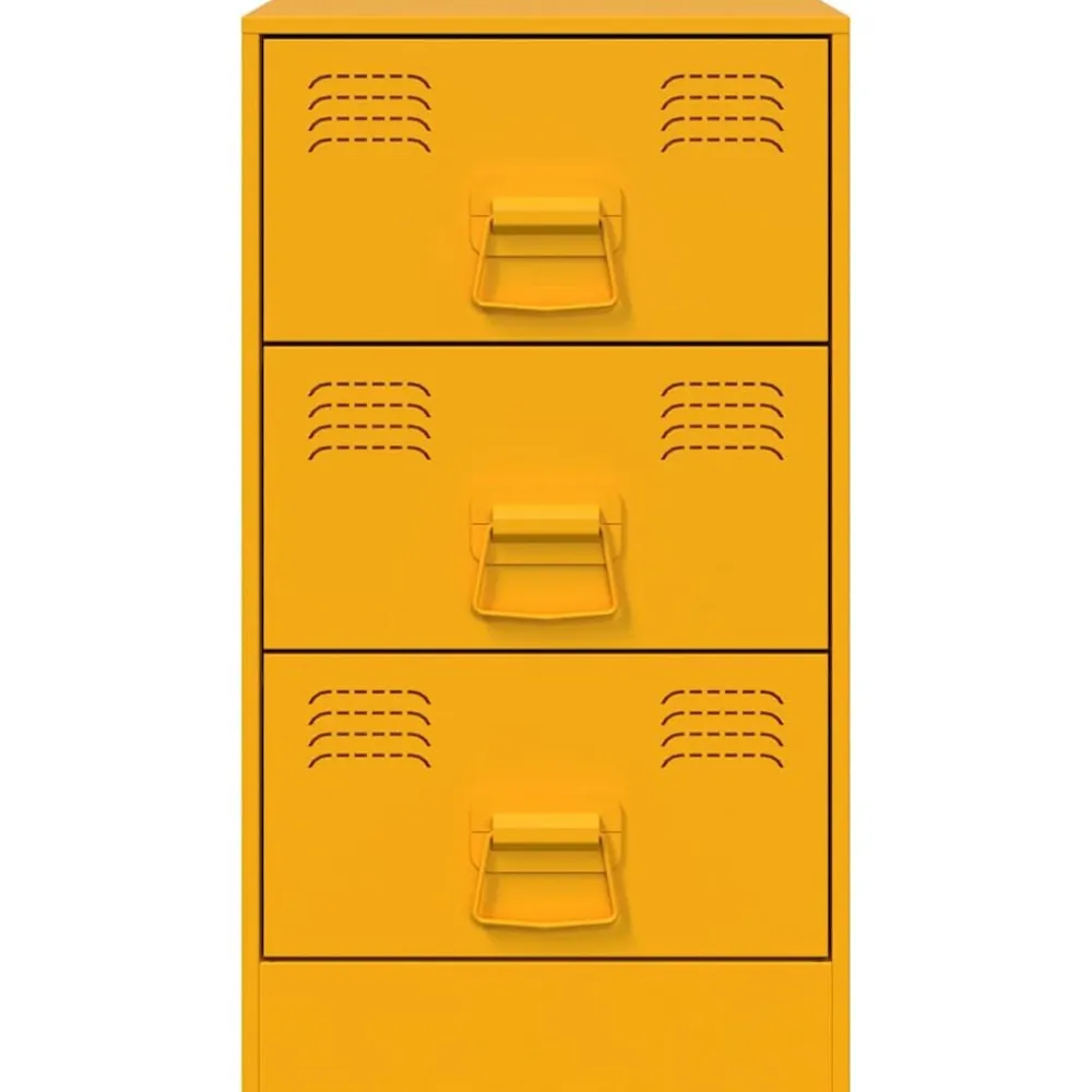 vidaXL Mesita de noche acero 34,5x39x62 cm Amarillo mostaza Sale
