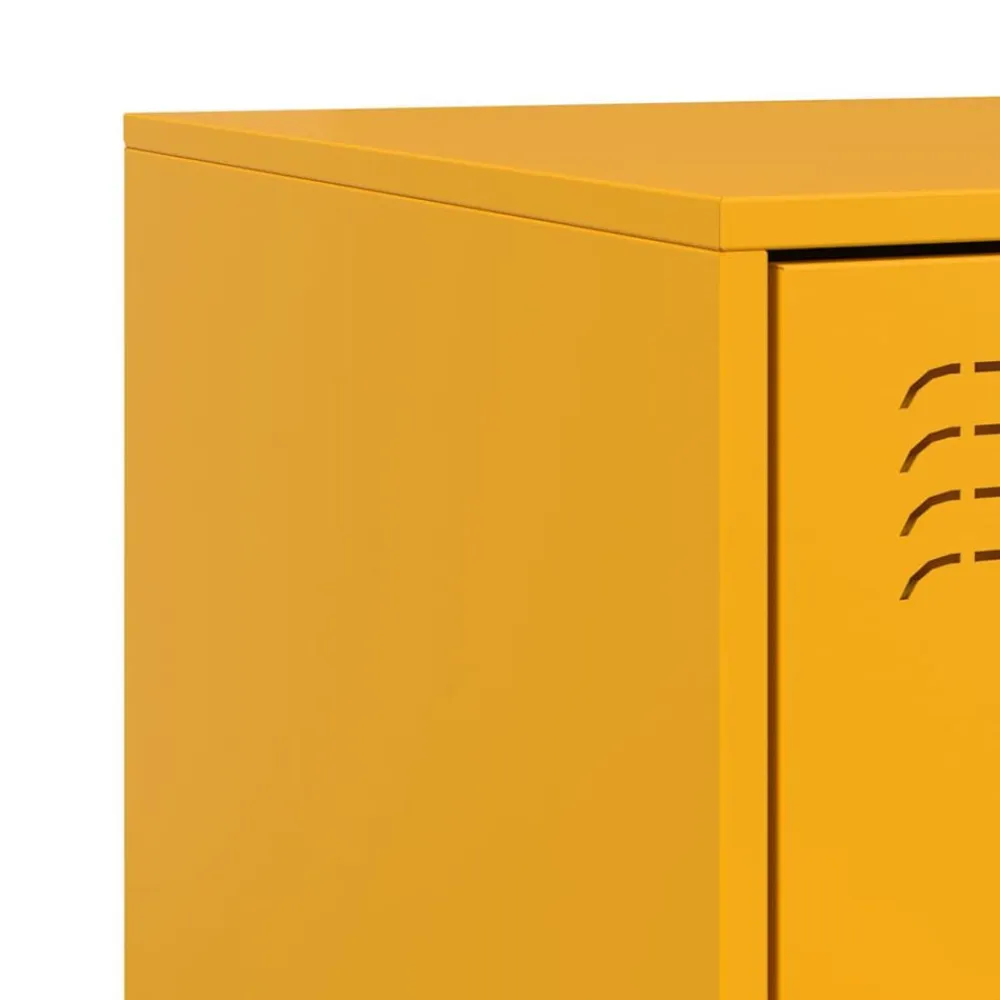 vidaXL Mesita de noche acero 34,5x39x62 cm Amarillo mostaza Sale