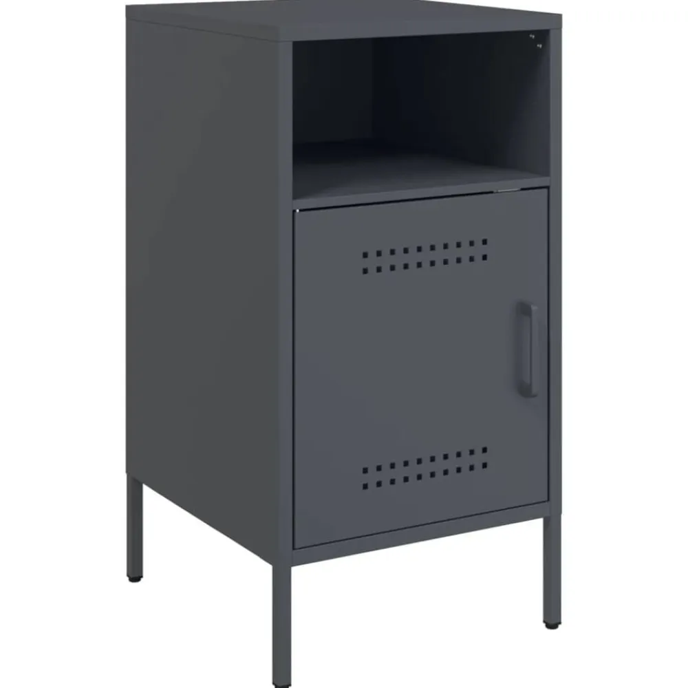 vidaXL Mesita de noche acero gris 36x39x68 cm Antracita Discount