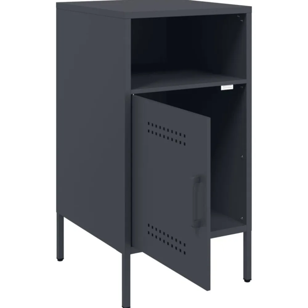 vidaXL Mesita de noche acero gris 36x39x68 cm Antracita Discount