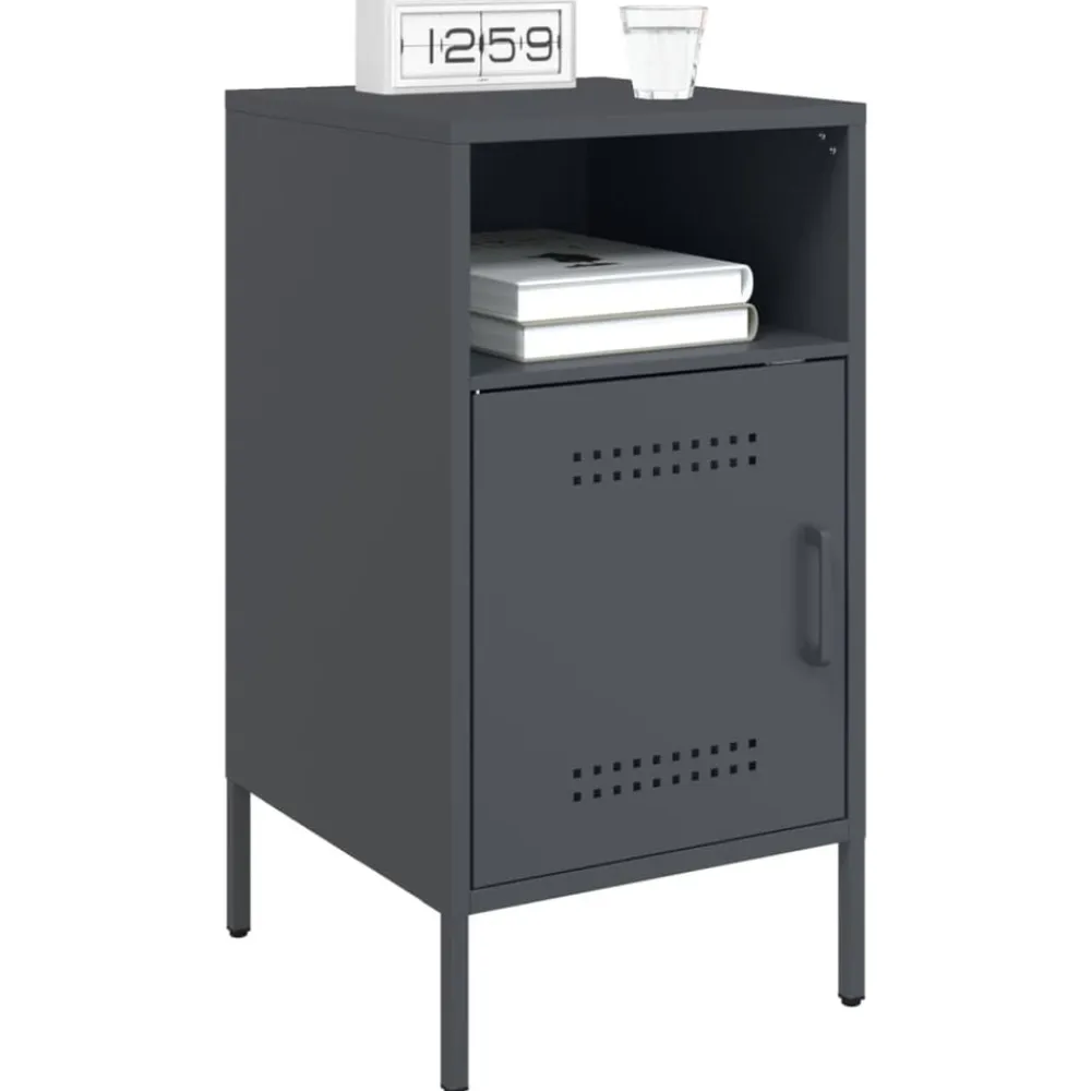 vidaXL Mesita de noche acero gris 36x39x68 cm Antracita Discount