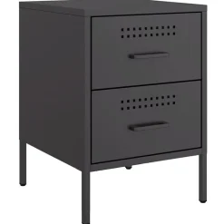 vidaXL Mesita de noche acero 36x39x50,5 cm Negro Online