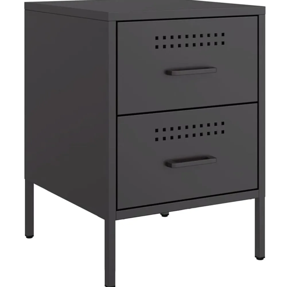 vidaXL Mesita de noche acero 36x39x50,5 cm Negro Online