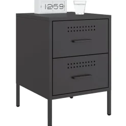 vidaXL Mesita de noche acero 36x39x50,5 cm Negro Online