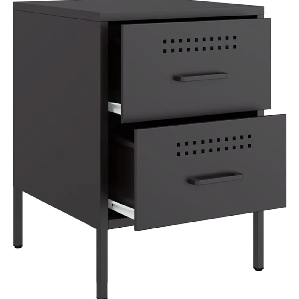 vidaXL Mesita de noche acero 36x39x50,5 cm Negro Online