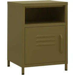 vidaXL Mesita de noche acero 35x35x51 cm Verde oliva