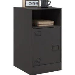vidaXL Mesas-Mesita de noche acero negra 34,5x39x62 cm
