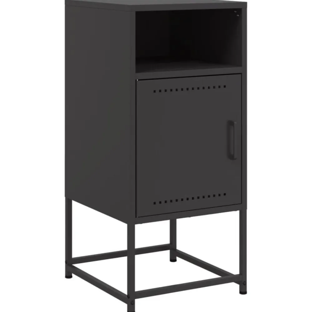 vidaXL Mesita de noche acero negra 36x39x78 cm Negro Sale