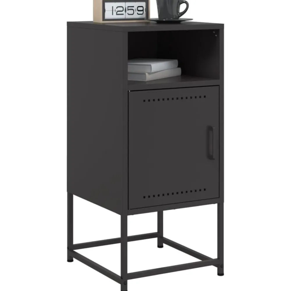 vidaXL Mesita de noche acero negra 36x39x78 cm Negro Sale