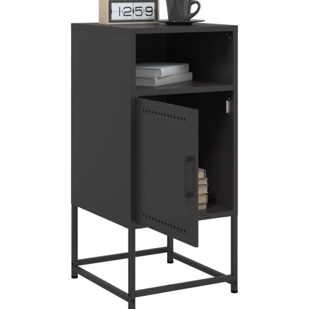 vidaXL Mesita de noche acero negra 36x39x78 cm Negro Sale