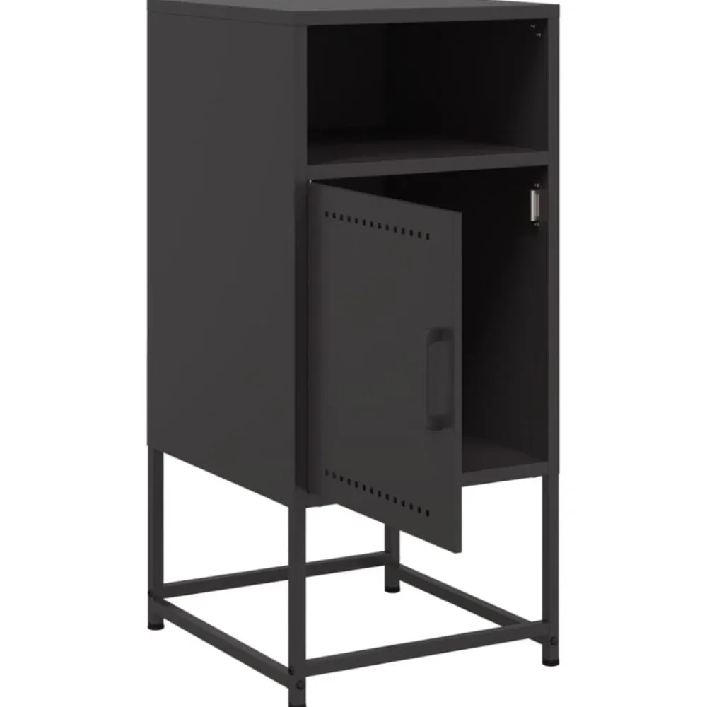 vidaXL Mesita de noche acero negra 36x39x78 cm Negro Sale