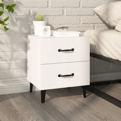 vidaXL Mesita de noche blanca 40x35x47,5 cm Blanco Clearance