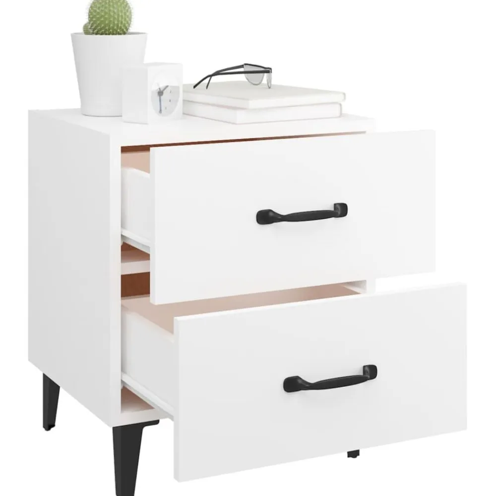 vidaXL Mesita de noche blanca 40x35x47,5 cm Blanco Clearance