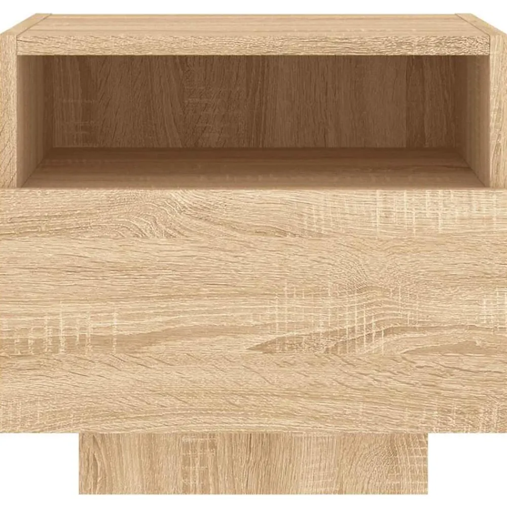 vidaXL Mesita de noche con luces LED 40x39x37 cm Roble Sonoma