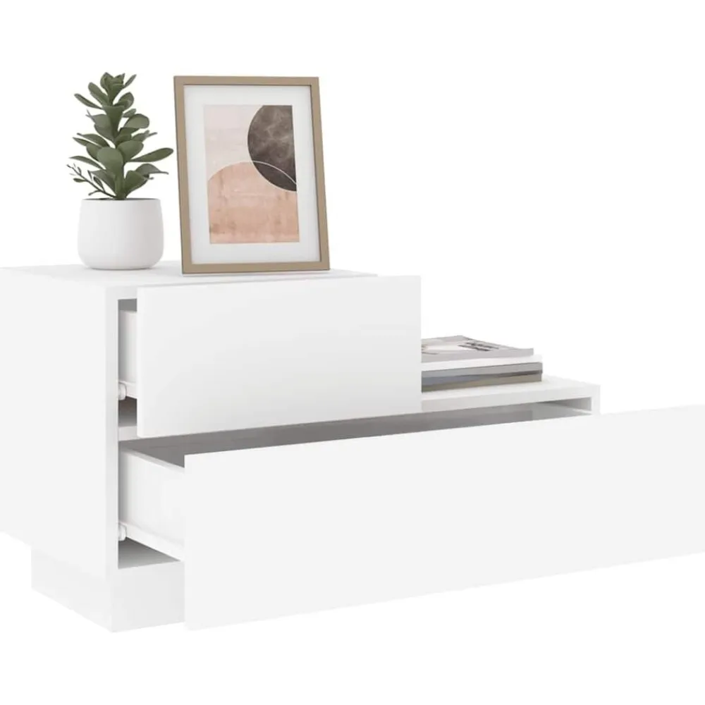 vidaXL Mesas-Mesita de noche con luces LED blanca 70x36x40,5 cm