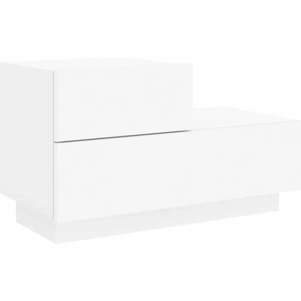 vidaXL Mesas-Mesita de noche con luces LED blanca 70x36x40,5 cm