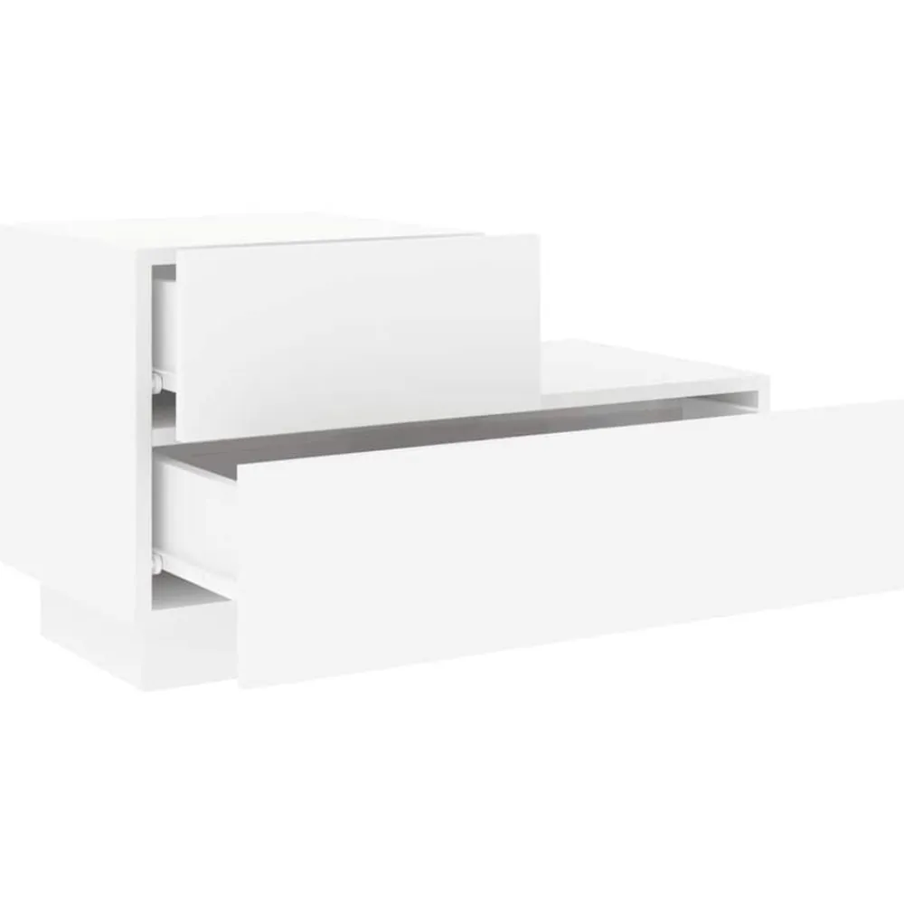 vidaXL Mesas-Mesita de noche con luces LED blanca 70x36x40,5 cm