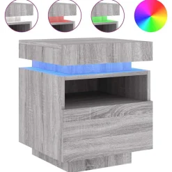 vidaXL Mesas-Mesita de noche con luces LED 40x39x48,5 cm