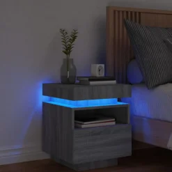 vidaXL Mesas-Mesita de noche con luces LED 40x39x48,5 cm