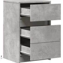 vidaXL Mesita de noche con luces LED madera ingeniería gris hormigón Gris hormig&oacute;n Hot