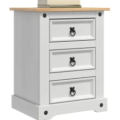 vidaXL Mesita de Noche Corona 53 x 39 x 66 cm Madera de pino macizo Clearance