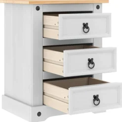 vidaXL Mesita de Noche Corona 53 x 39 x 66 cm Madera de pino macizo Clearance