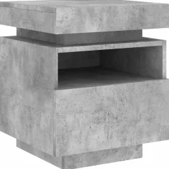 vidaXL Mesita de noche con luces LED gris hormigón 40x39x48,5 cm Gris hormig&oacute;n Hot