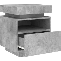 vidaXL Mesita de noche con luces LED gris hormigón 40x39x48,5 cm Gris hormig&oacute;n Hot